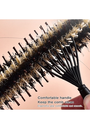 Vkemall Plastik Saç Fırçası Temizleyici - Taşınabilir Saç Teli Temizleme Aleti - Siyah