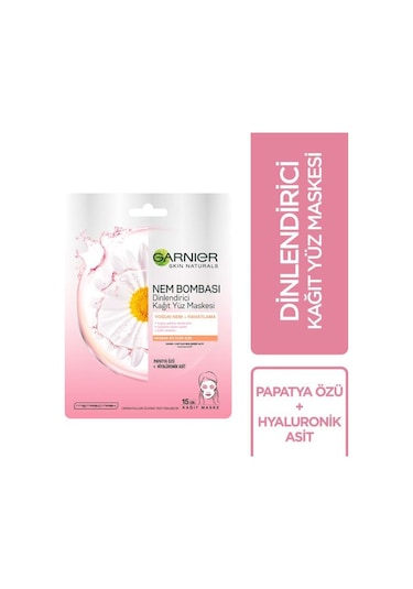Garnier Nem Bombası Dinlendirici Kağıt Yüz Maskesi