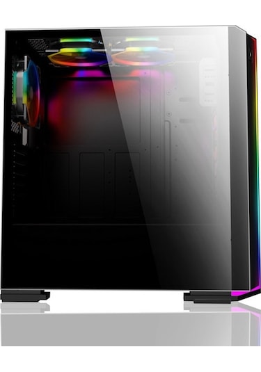 Powerboost VK-G3906S USB 3.0 Siyah Rainbow RGB Fan Strip MidT Gaming Kasa (PSU Yok)
