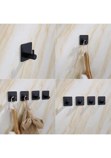 Zift Unique 2 Adet Paslanmaz Çelik Siyah Banyo/Bornoz/Havlu Askısı Siyah