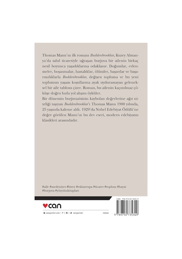 Buddenbrooklar - Bir Ailenin Çöküşü - Thomas Mann - Can Yayınları