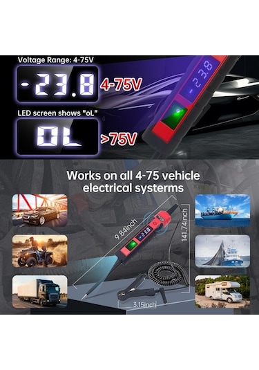 Trendooze Springsun Çok Amaçlı Ns-870 Dijital Araç Test Cihazı 4-75v Dc Çift Kutuplu Kablo Ve Arıza Tespit Gm