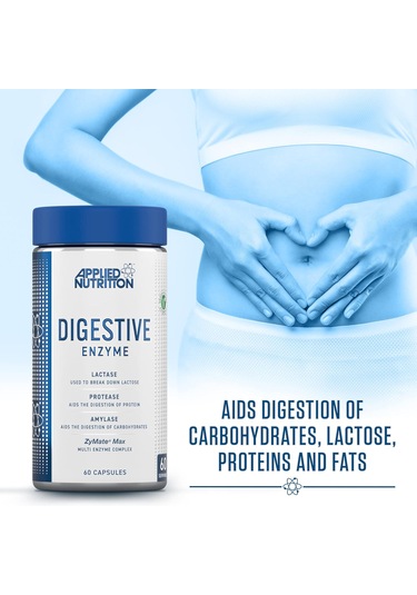 Applied Nutrition Digestive Enzyme Lactase Protease Amylase Digestion Flatulence Control 60 Aromasız