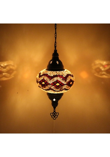 Dekoratif MOZAİK AVİZE TEKLİ OSMANLI LAMBASI DEKORATİF
