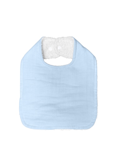 Pamuklu Sıvı Geçirmez Mama Önlüğü Bürümcük-havlu Çift Yönlü M-b Beyaz - Mavi