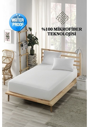 Mona Verde Sıvı Geçirmez Alez Mikro Fitted Çift Kişilik Tek Kişilik Bebek Alezi Su Yatak Koruyucu MNVMKRFTTD00 Beyaz