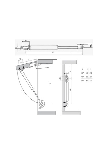 Mf Furniture Hardware Gazlı Lift Mobilya Kiti 2 Adet 50n 5kg Kapı Kapatıcı 225927415 Gri