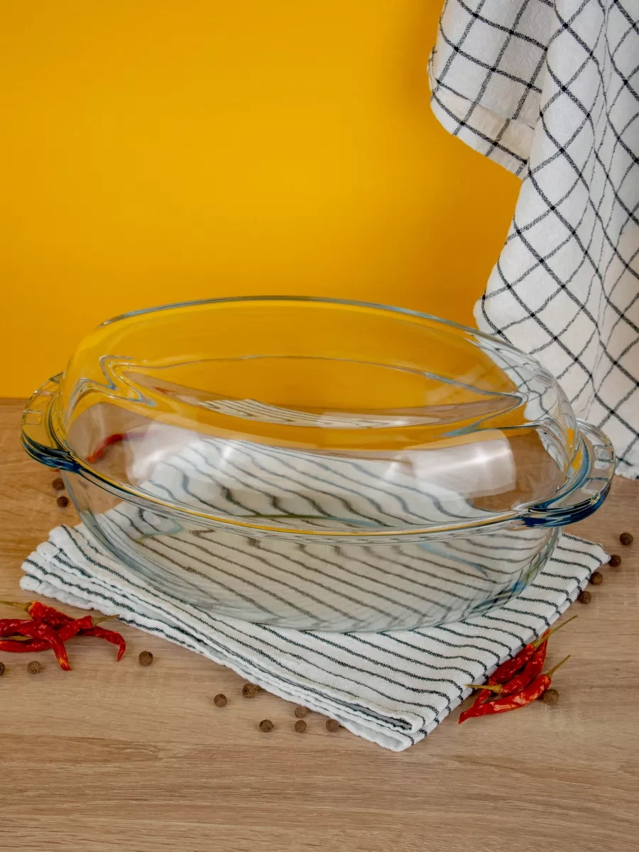 Borcam Cam Fırın Kabı, Kapaklı, 2,9 L + 1,8 L Set 9218398 Beyaz