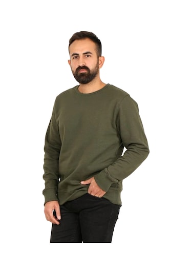 Superfly Bisiklet Yaka Erkek Basic Sweatshirt Spf101222216032 Haki