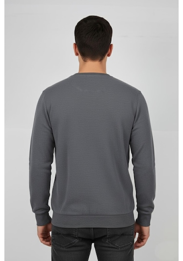 Baglan Erkek Sıfır Yaka Selanik Sweatshirt Regular Kalıp Bgl-st04870 Açık Gri