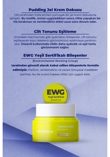 Verobene Young & Rich Cica Kore Nemlendirici Jel Krem 50 ML
