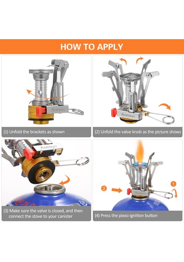 Aomiun-aomiun Mini Kamp Gaz Sobası Sırt Çantası Piezo Ateşleme,y25070 Gümüş