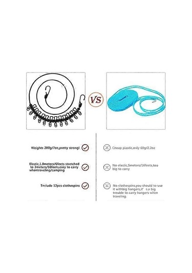 Ganzhoushop 2 Adet Taşınabilir Seyahat Teleskopik Çamaşır İpi Ayarlanabilir Çamaşır İpi İç Ve Dış Mekan Çamaşır Kurutma Çok Renkli