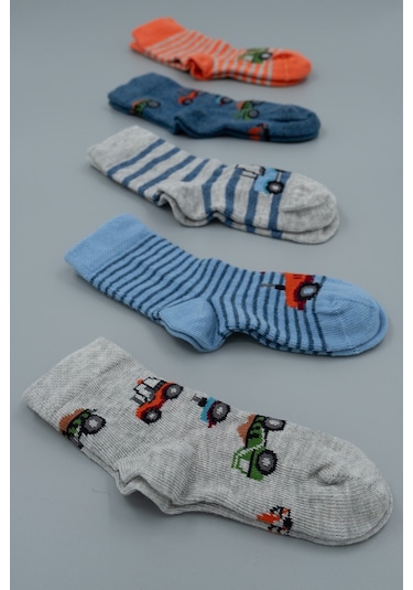 Hitra Tekstil 5'li Dikişsiz Organik Bebek/çocuk Çorap Karma 12-24 Ay 46005 Çok Renkli