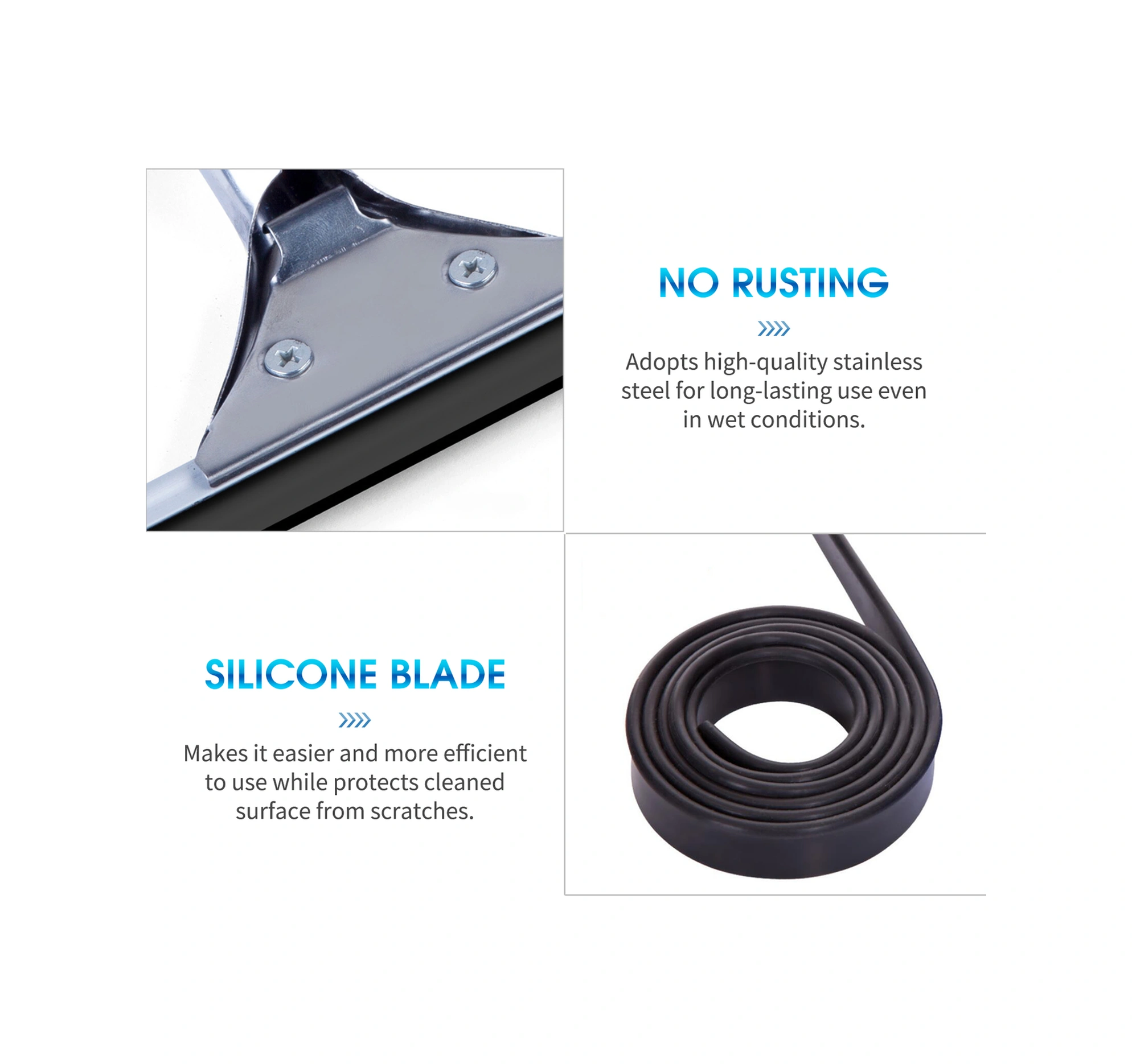 Yunboo Stainless Steel Cam Sılama Silicone Bladesli, Yüksek Yere Ulaşabilen, Pencereler Ve Duş Kapıları İçin Dayanıklı Cam Temizleyici Diğer