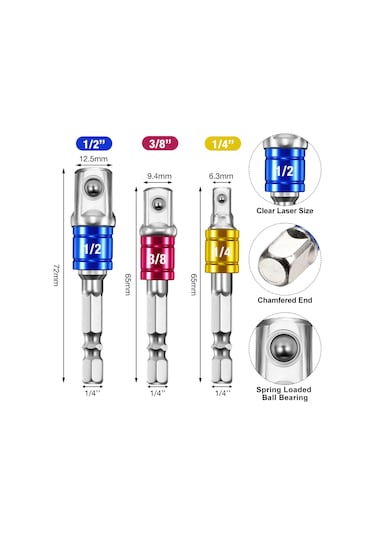 Ximistore9 9 Parça Çok Amaçlı Matkap Ucu Adaptör Seti - 360 Derece Dönebilir, Krom Vanadyum Çelik