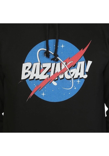 Bant Giyim - Big Bang Theory Nasa Bazinga Siyah Kapşonlu