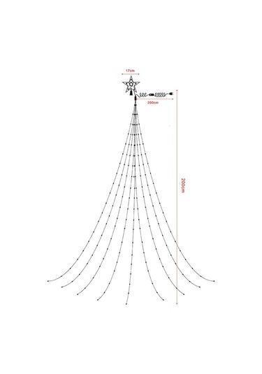 Bahçe Partileri Ve Düğünler İçin Su Geçirmez 2m X 9 Yıldızlı Noel Ağacı Işıkları B Çok Renkli