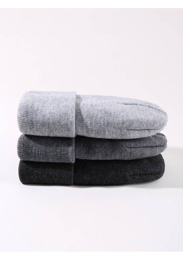 Eke Tekstil Unisex Katlamalı 3'lü Bere Seti Antrasit - Açık Gri - Gri