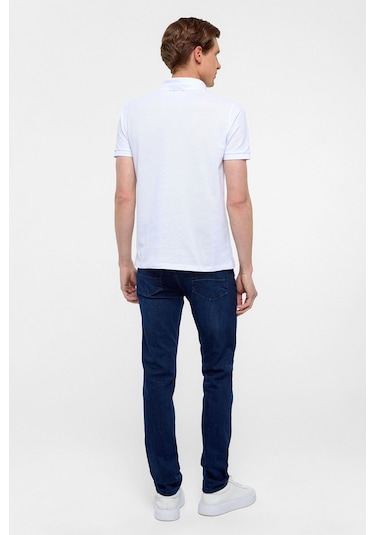 SÜVARİ Beyaz Slim Düz Polo Yaka Tişört