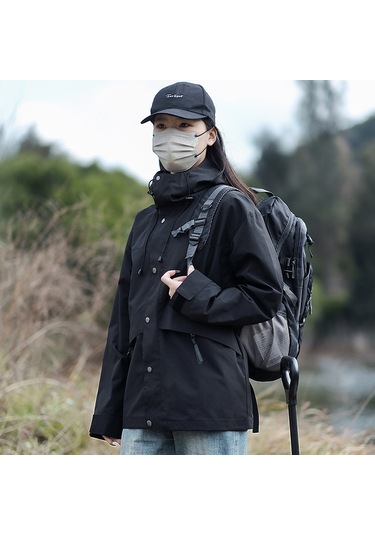 Yeni Kadın Su Geçirmez File Ceket Siyah Siyah