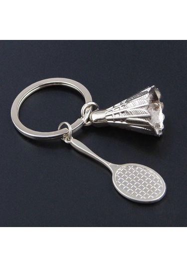 Farfi Anahtarlık Badminton Raketi Kolye Darbeye Dayanıklı Çinko Alaşımlı Taklit Spor Araba Anahtarı Kolye