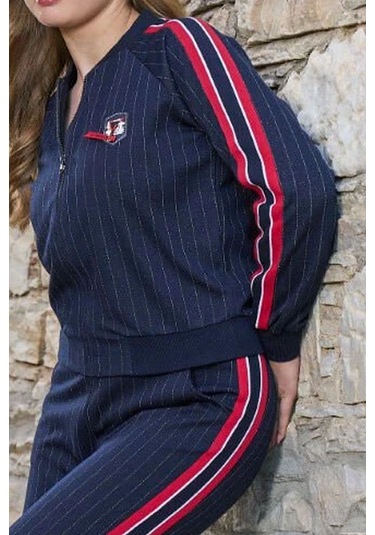 Cossy By Aqua 26013 Kadın Uzun Kollu Dik Yaka Önden Fermuarlı Spor Takım-lacivert Lacivert