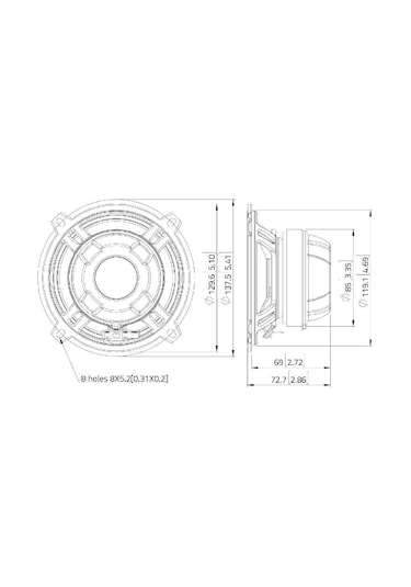 Lavoce Csf051.21 8Ohm 5" Coaxial Çıplak Hoparlör