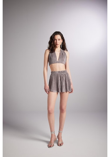 Holly Lolly Beli Lastikli Mini Comfy Şort Vizon