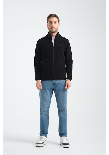 Shooter Sportswear Erkek Polar Sweatshirt Kışlık Standart Fit Outdoor Karyoka Dikiş Detaylı Siyah