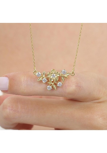 Işıltı Kuplesi Gold Renk Gümüş Kolye