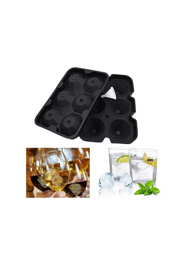 Konesam Diamant Şekilli 6 Bölmeli Silikon Buz Kalıbı, Gıda Seviyesi, Kapağı Ve Küçük Huni İle, Kolay Buz Çıkarımı, Mutfak/restoran Kullanıma Uygun Çok Renkli