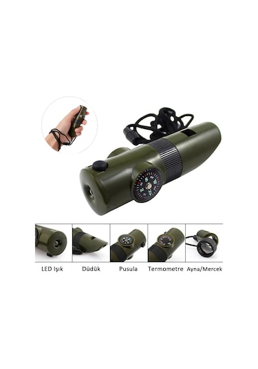 Argeus H7-1 Fenerli Dereceli Pusulalı Düdük Çok Renkli