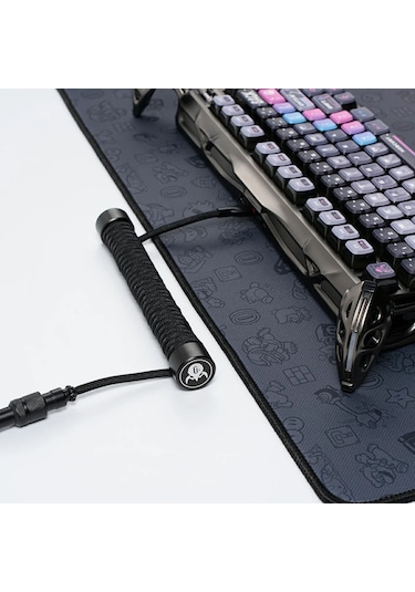 Gravastar Sarmal Aviator Usb To Type-c Mekanik Klavye Uyumlu Oyuncu Kablosu, 1.85m, Siyah