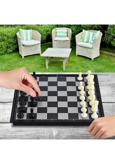 Klasik Katlanır Manyetik Satranç Takımı Okullar & Seyahat İçin Satranç Takımı 2li Dama Satranç Seti