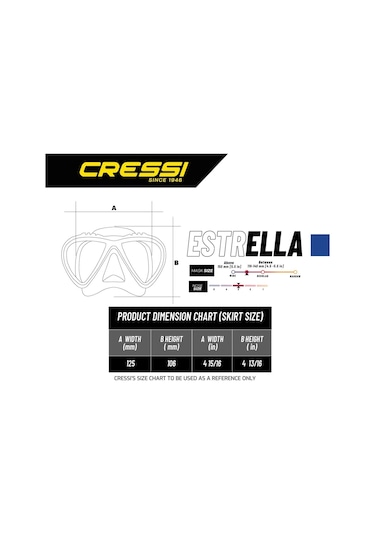 Parumarin Cressi Estrella Tek Parça Cam Dalış Maskesi Siyah