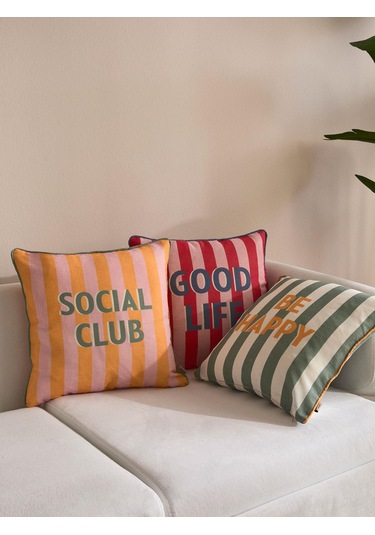 Color Pop 3'lü Kırlent Kılıfı Yeşil