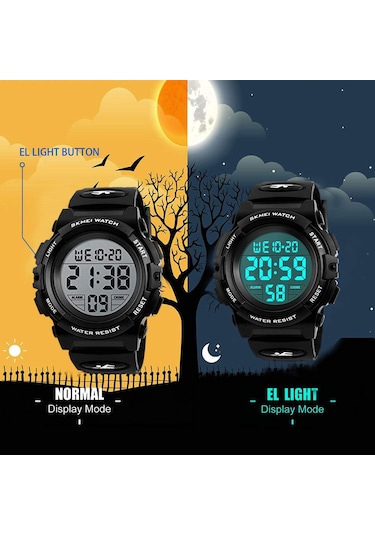 Çocuklar İçin Dijital Spor Saati Erkek Kız Erkek Su Geçirmez Günlük Elektronik Analog Kuvars 7 Renkli Led Saatler Alarm Kronometre Silikon Bant Aydınlık D Diğer