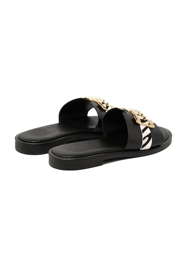 19 Black Terlik Kadın 21032 Myconian 2025 Greek Sandal Siyah