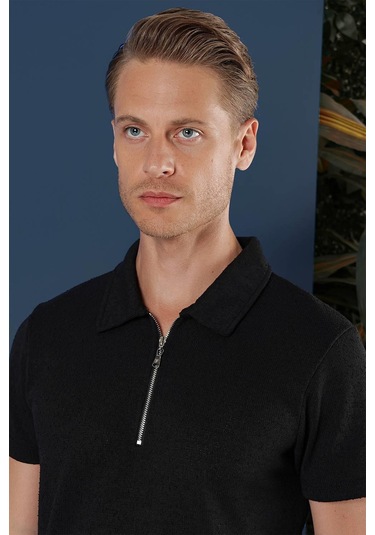 Ts 871 Slim Fit Siyah Spor T-shirt Siyah