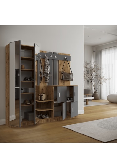 Robinhome Robin Home Nova Vestiyer Portmanto Ayakkabılık Çam-Gri