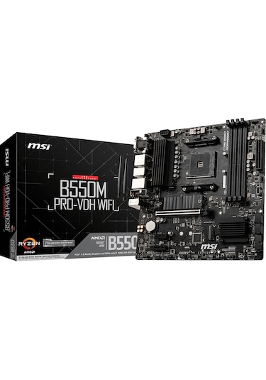 MSI B550M PRO-VDH WIFI AMD B550 4400 MHz (OC) DDR4 Soket AM4 mATX Anakart