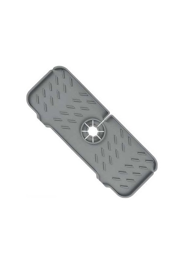 Pazly Mutfak Ve Banyo İçin Silikon Su Filtreli Kaymaz Musluk Matı - Su Sıçramasını Önler Gri Gri