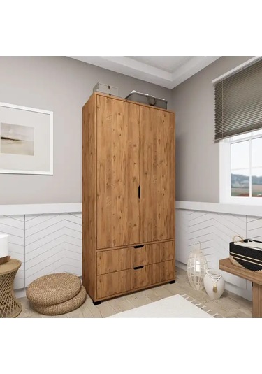 Atlas 2 Kapılı 2 Çekmeceli Çok Amaçlı Gardırop Atlantik Çam