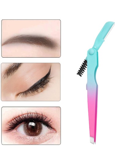 Homyl Kaş Cımbızı Paslanmaz Alet 4mm Düz Uçlu Cımbız Çok Yeşil Pembe