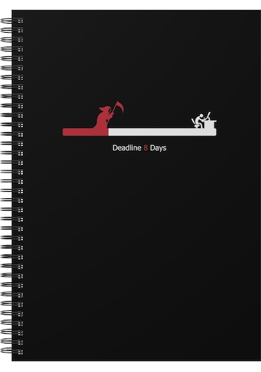 Notebook for Developers - Deadline - Siyah - Kısmi Lak'lı Sert Mukavva Kapak - 100 Yaprak - Kareli - Spiralli Defter