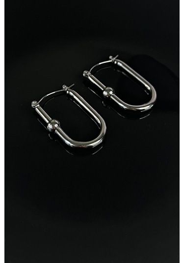 Silver Kaplama Düz Çelik Küpe Silver