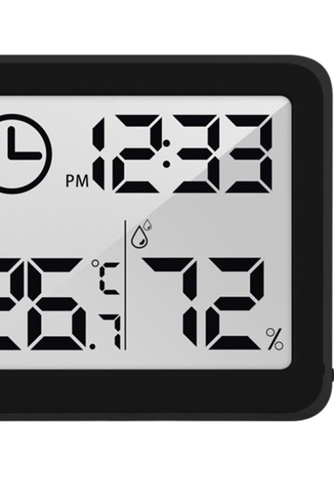 Homyl Masaüstü Dijital Saat Pille Çalışan Okuması Siyah02