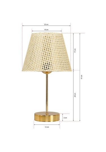 Star Gold Ayaklı Abajur Rattan Hasır Başlık Yatak Odası Salon Masa Lambası 2 Adet Hasır