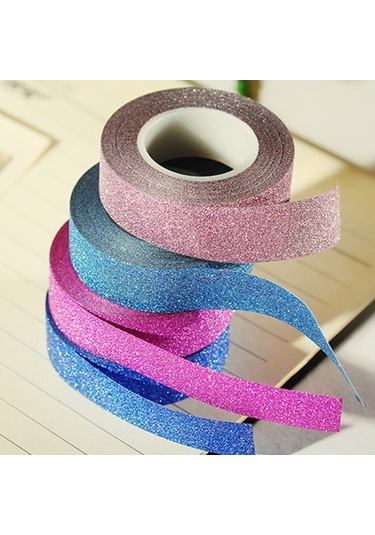 Flash Washi Sticky Paper Tape Label Dıy Decorative Tape, Length: 10m Gül Kırmızısı Diğer